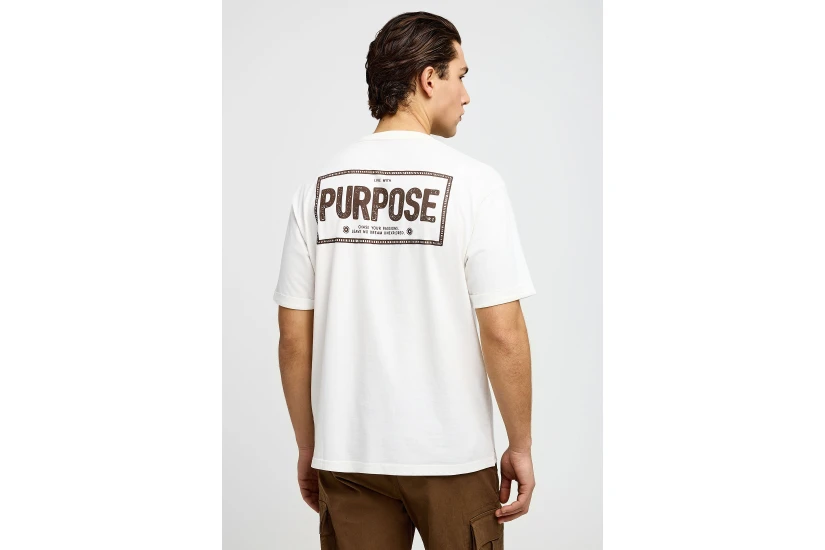 Funky Buddha Ανδρικό Κοντομάνικο T-Shirt Εκρού