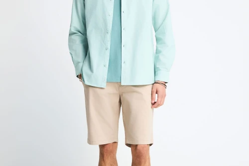 Funky Buddha The Essentials Πουκάμισο Μακρυμάνικο Ανδρικό (FBM013-051-05-CLOUD-BLUE)
