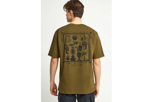 Funky Buddha Graphic Print T-Shirt Ανδρικό (FBM013-052-04-DUSTY-OLIVE)