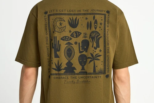 Funky Buddha Graphic Print T-Shirt Ανδρικό (FBM013-052-04-DUSTY-OLIVE)