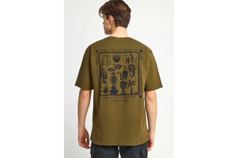 Funky Buddha Ανδρικό Κοντομάνικο T-Shirt Λαδί