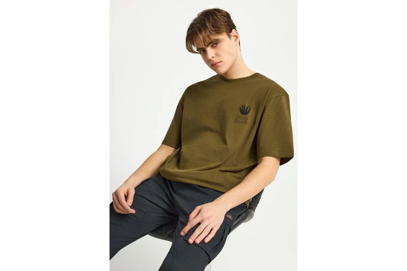 Funky Buddha Ανδρικό Κοντομάνικο T-Shirt Λαδί