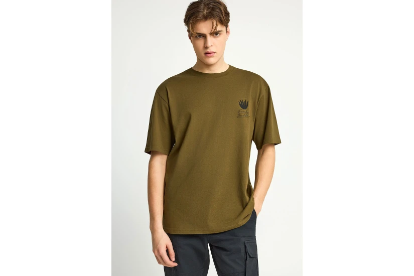 Funky Buddha Ανδρικό Κοντομάνικο T-Shirt Λαδί