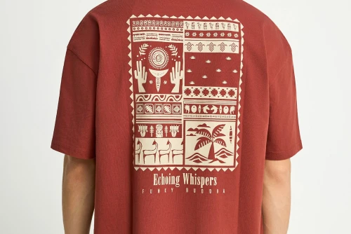 Funky Buddha Print On The Back Oversized T-Shirt Ανδρικό (FBM013-055-04-HENNA-BROWN)