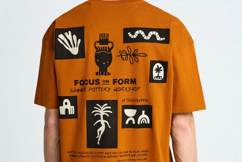 Funky Buddha Print On The Back Oversized T-Shirt Ανδρικό (FBM013-056-04-SPICY-PUMPKIN)