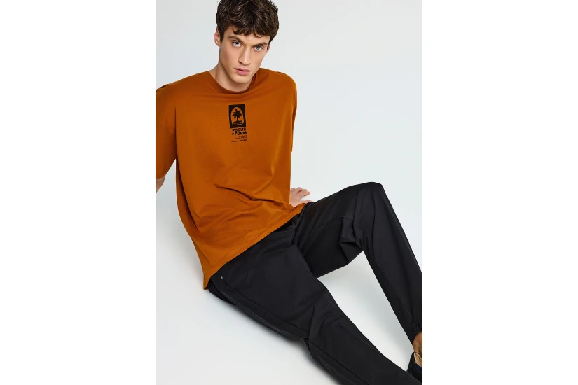 Funky Buddha Ανδρικό Κοντομάνικο T-Shirt Πορτοκαλί