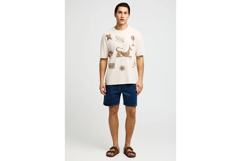 Funky Buddha Ανδρικό Κοντομάνικο T-Shirt Μπεζ