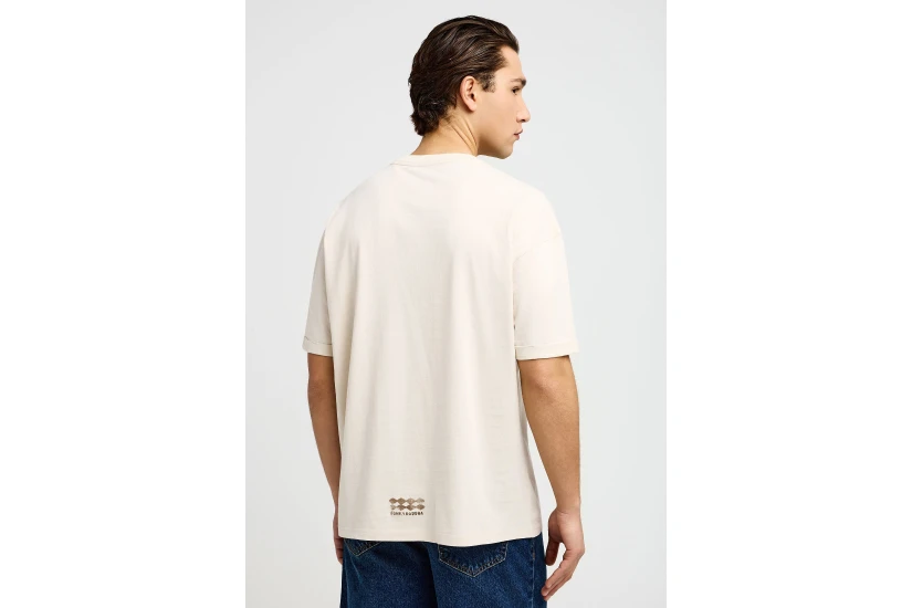 Funky Buddha Ανδρικό Κοντομάνικο T-Shirt Μπεζ