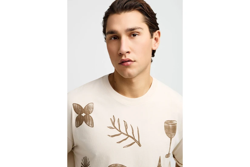 Funky Buddha Ανδρικό Κοντομάνικο T-Shirt Μπεζ