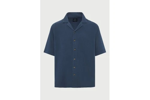 Funky Buddha Πουκάμισο Κοντομάνικο Ανδρικό (FBM013-057-05-NAVY)