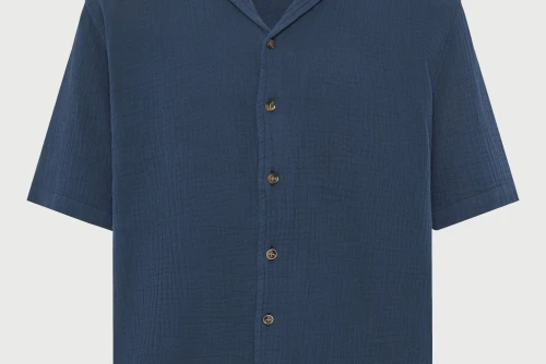 Funky Buddha Πουκάμισο Κοντομάνικο Ανδρικό (FBM013-057-05-NAVY)