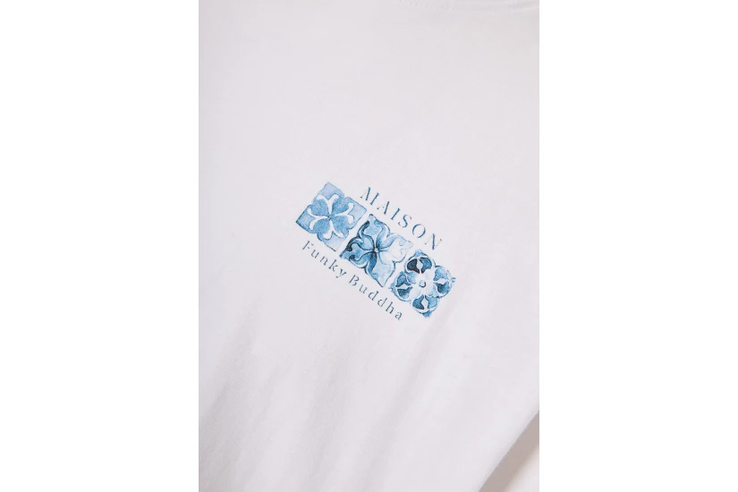 Funky Buddha Ανδρικό Κοντομάνικο T-Shirt Λευκό, Μπλε