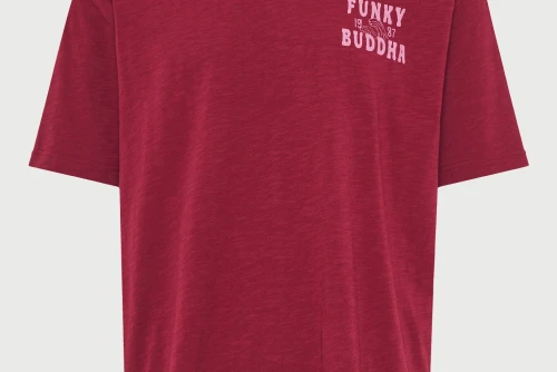 Funky Buddha Ανδρική Μπλούζα Με Κοντό Μανίκι  Και Τύπωμα (FBM013-062-04-BURGUNDY)