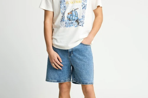 Funky Buddha Print T-Shirt Ανδρικό (FBM013-063-04-OFF-WHITE)
