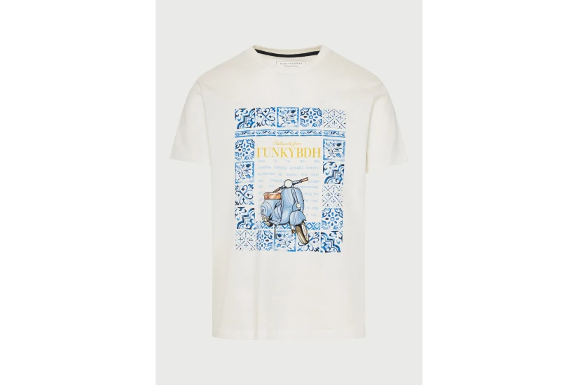 Funky Buddha Ανδρικό Κοντομάνικο T-Shirt Εκρού, Διάφορα Χρώματα