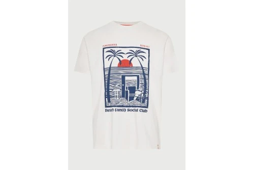 Funky Buddha Print Cotton T-Shirt Ανδρικό (FBM013-064-04-OFF-WHITE)