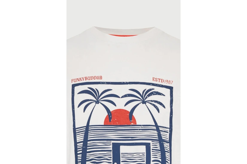 Funky Buddha Ανδρικό Κοντομάνικο T-Shirt Εκρού