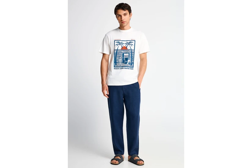 Funky Buddha Ανδρικό Κοντομάνικο T-Shirt Εκρού