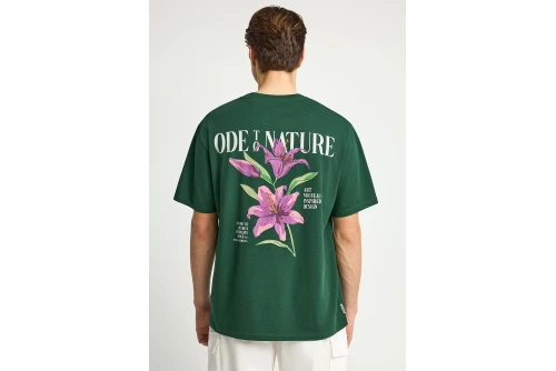 Funky Buddha Print On The Back T-Shirt Ανδρικό (FBM013-078-04-BISTROT-GREEN)