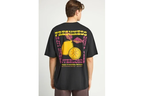 Funky Buddha Print On The Back T-Shirt Ανδρικό (FBM013-081-04-BLACK)