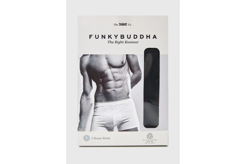 Funky Buddha Ανδρικά Εσώρουχα Boxer Μαύρα 3 Τεμάχια