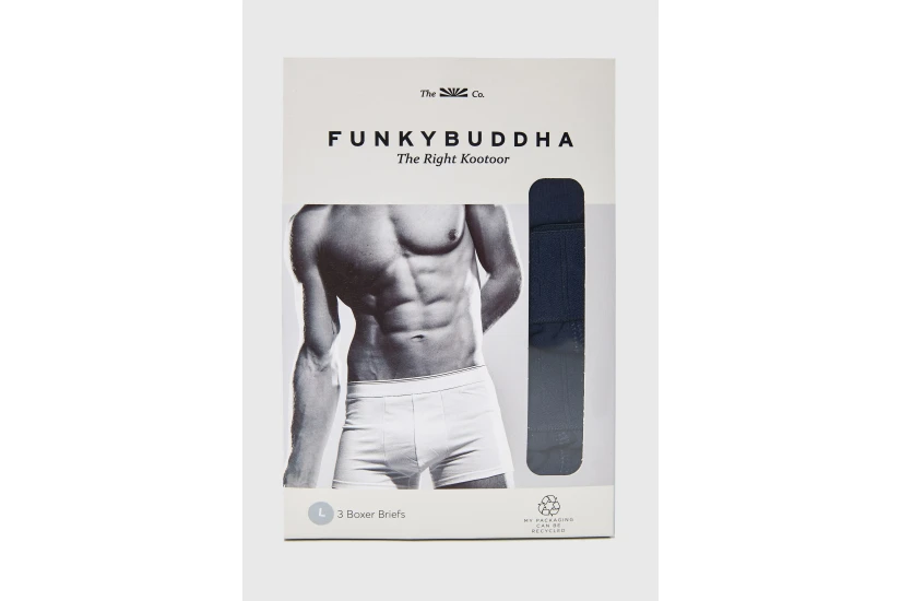 Funky Buddha Ανδρικά Εσώρουχα Boxer Μπλε Σκούρο 3 Τεμάχια