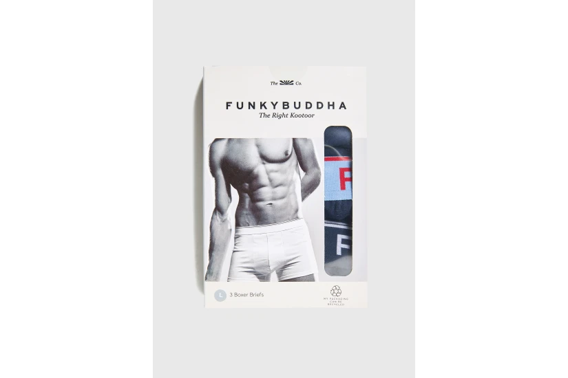 Funky Buddha Ανδρικά Εσώρουχα Μπόξερ Μπλε Σκούρο 3 Τεμάχια