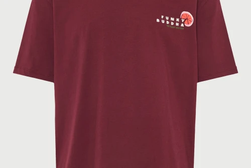 Funky Buddha Print On The Back T-Shirt Ανδρικό (FBM013-087-04-BURGUNDY)