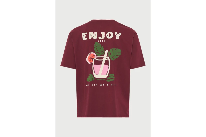 Funky Buddha Ανδρικό Κοντομάνικο T-Shirt Μπορντό