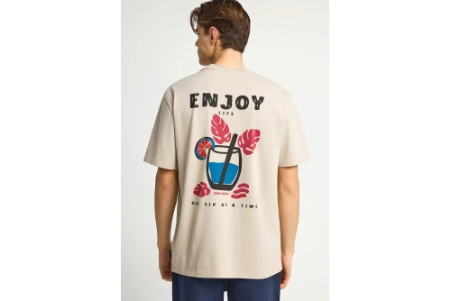 Funky Buddha Print On The Back T-Shirt Ανδρικό (FBM013-087-04-FOG)