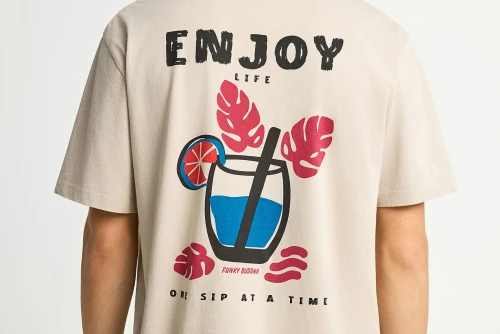 Funky Buddha Print On The Back T-Shirt Ανδρικό (FBM013-087-04-FOG)