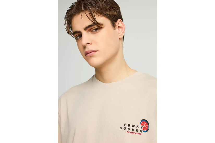 Funky Buddha Ανδρικό Κοντομάνικο T-Shirt Μπεζ