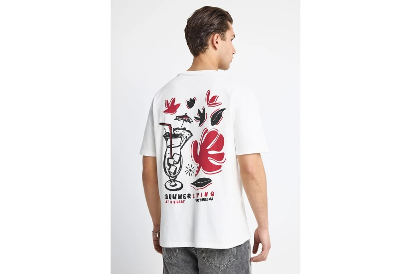 Funky Buddha Ανδρικό Κοντομάνικο T-Shirt Εκρού, Διάφορα Χρώματα