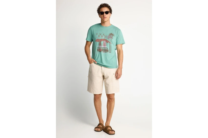 Funky Buddha Ανδρικό Κοντομάνικο T-Shirt Πράσινο