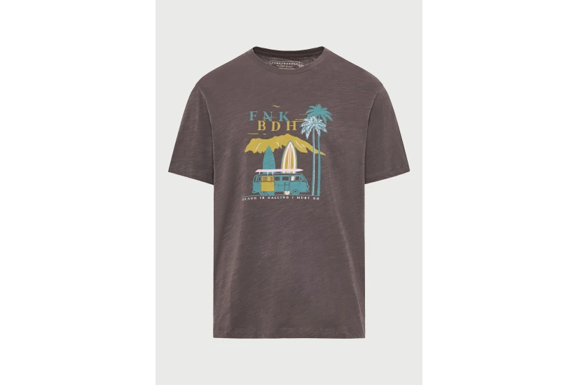 Funky Buddha Ανδρικό Κοντομάνικο T-Shirt Καφέ