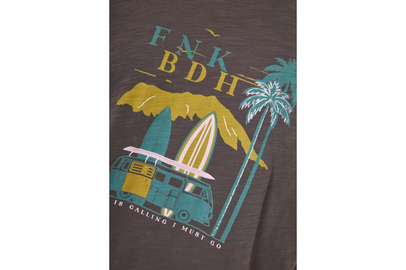 Funky Buddha Ανδρικό Κοντομάνικο T-Shirt Καφέ