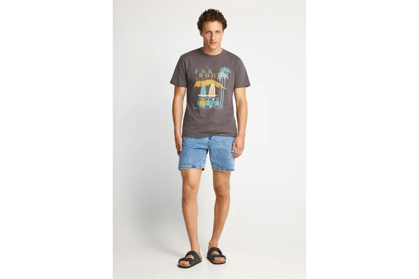 Funky Buddha Ανδρικό Κοντομάνικο T-Shirt Καφέ