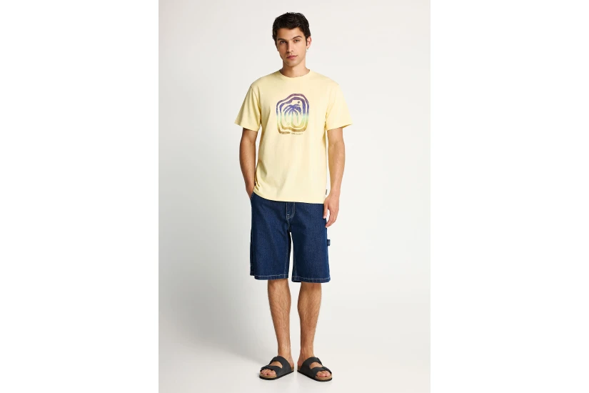 Funky Buddha Ανδρικό Κοντομάνικο T-Shirt Κίτρινο