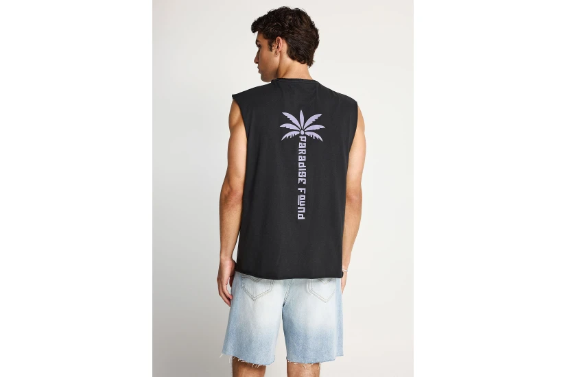 Funky Buddha Ανδρική Αμάνικη Μπλούζα Ανθρακί