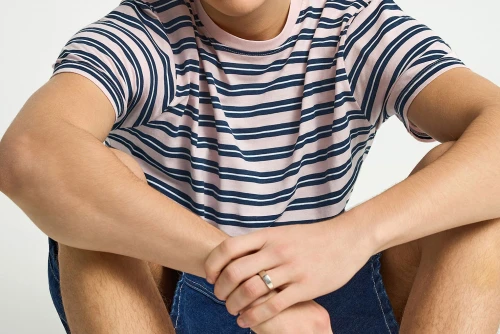 Funky Buddha Striped Cotton T-Shirt Ανδρικό (FBM013-303-04-ROSE-WATER)