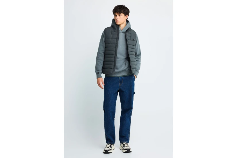Funky Buddha Ανδρικό Αμάνικο Μπουφάν Puffer Γκρι