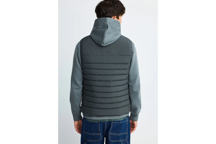 Funky Buddha Ανδρικό Αμάνικο Μπουφάν Puffer Γκρι
