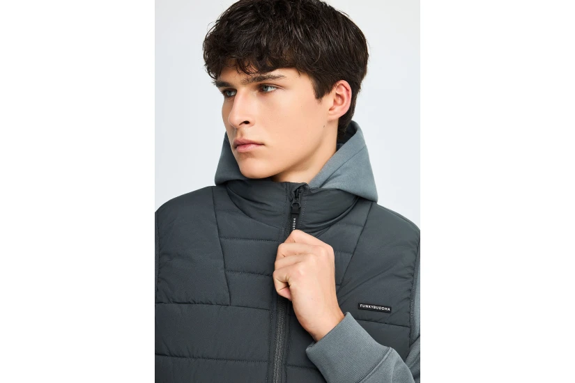 Funky Buddha Ανδρικό Αμάνικο Μπουφάν Puffer Γκρι