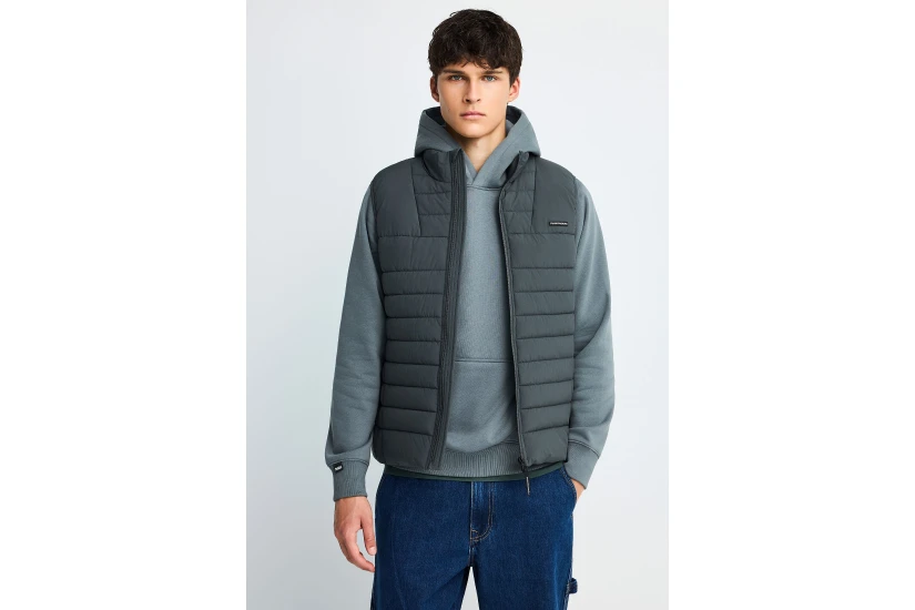 Funky Buddha Ανδρικό Αμάνικο Μπουφάν Puffer Γκρι