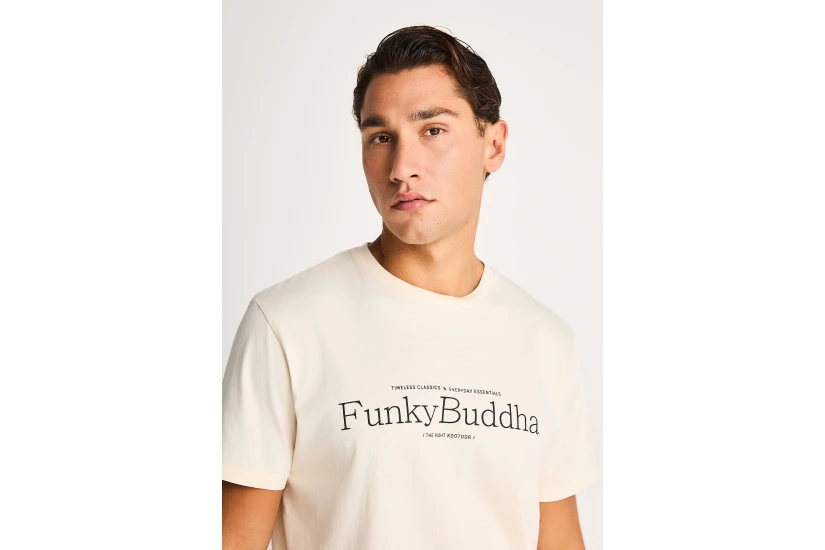 Funky Buddha Ανδρικό Κοντομάνικο T-Shirt Εκρού