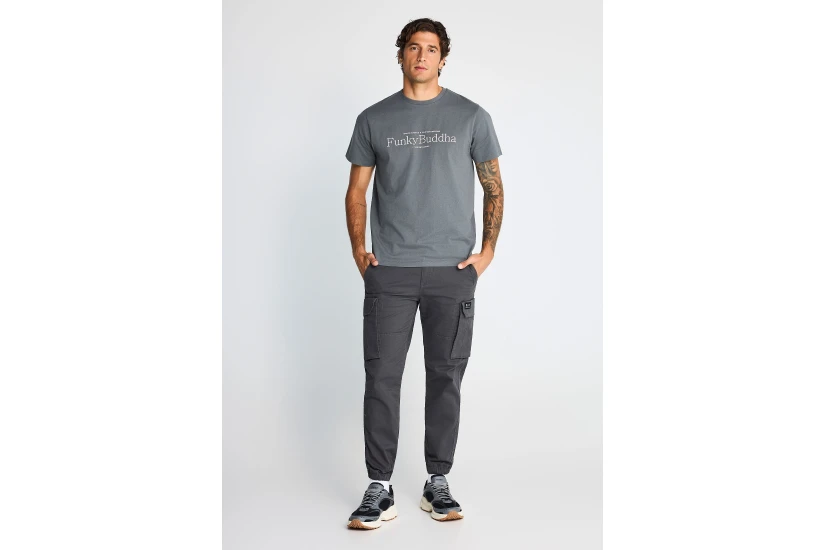 Funky Buddha Ανδρικό Κοντομάνικο T-Shirt Γκρι