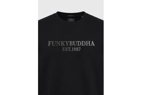 Funky Buddha Ανδρικό Φούτερ Με Λαιμόκοψη (FBM014-004-06-BLACK)