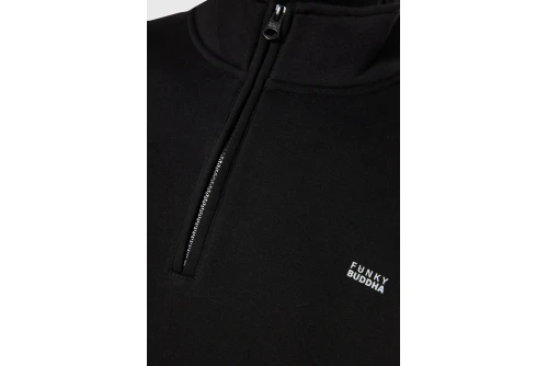 Funky Buddha Ανδρική Ζακέτα Φούτερ Με Κουκούλα (FBM014-005-06-BLACK)