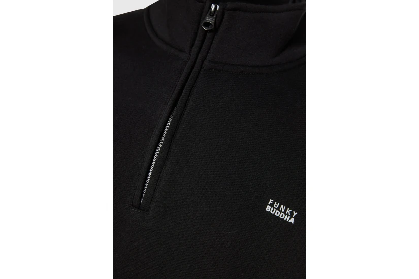 Funky Buddha Ανδρική Ζακέτα Φούτερ Με Κουκούλα (FBM014-005-06-BLACK)