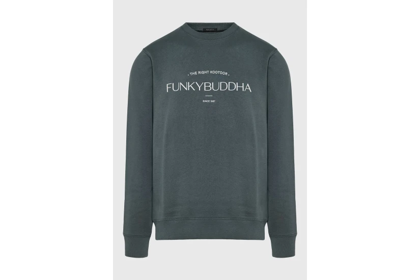 Funky Buddha Ανδρική Μακρυμάνικη Μπλούζα με Λαιμόκοψη Πράσινη